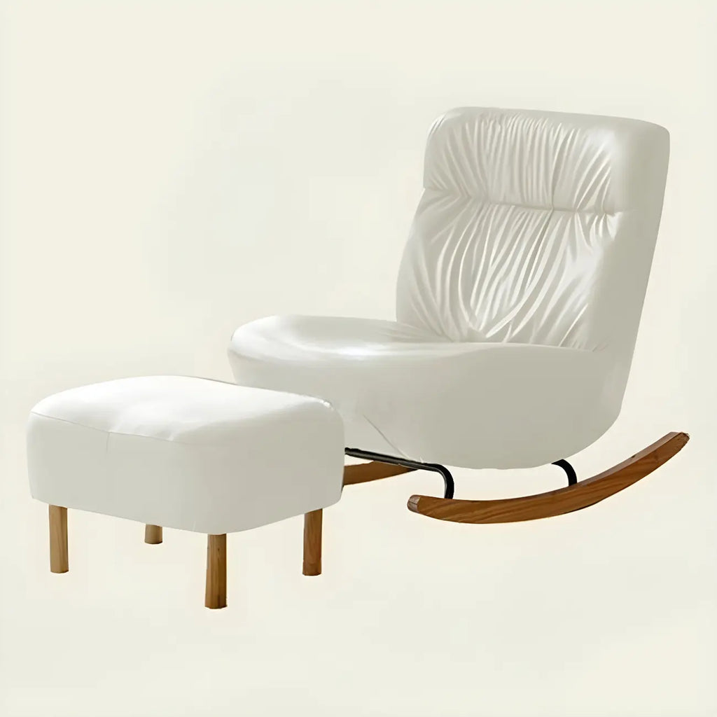 Fauteuil à bascule rembourré en similicuir avec repose-pieds en option