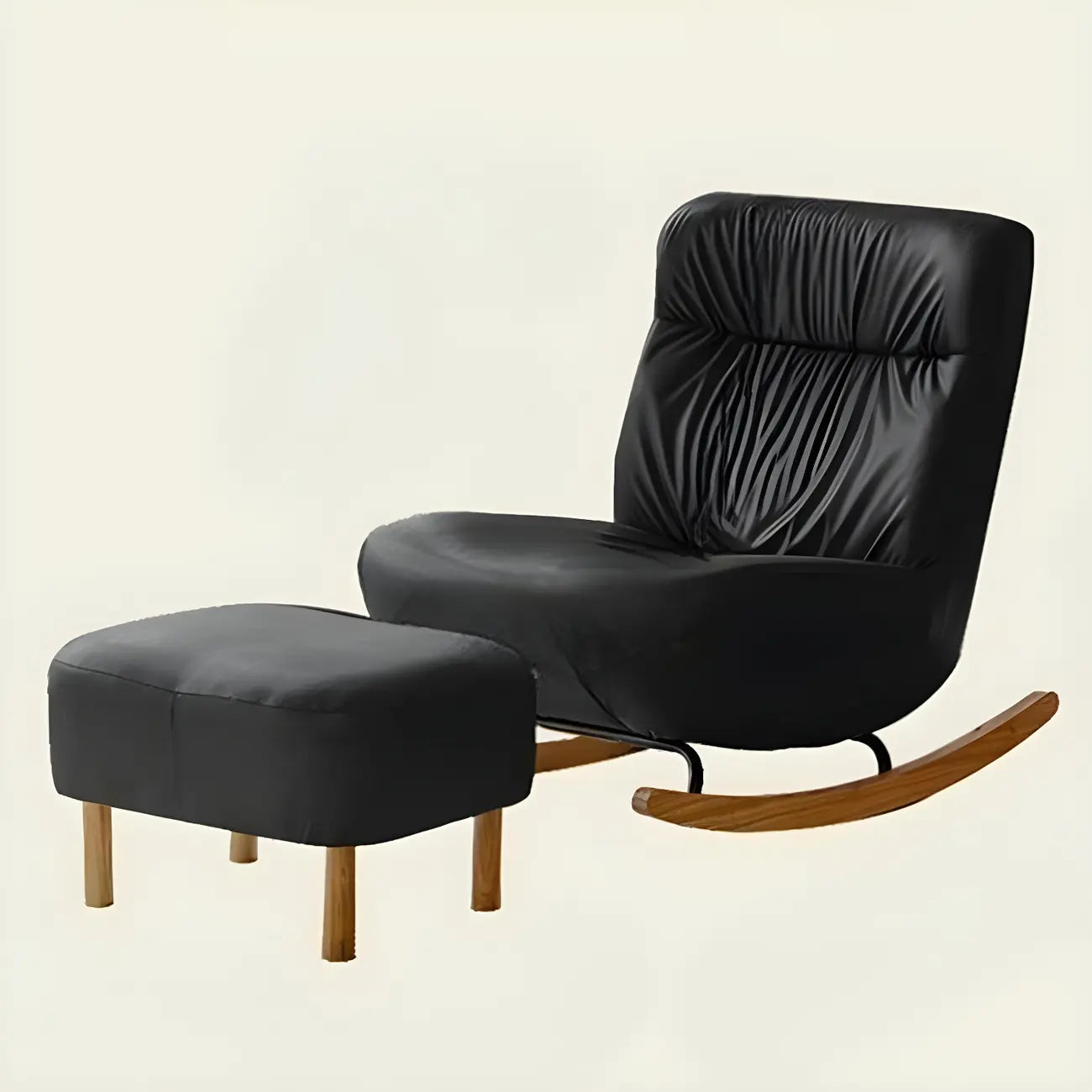 Fauteuil à bascule rembourré en similicuir avec repose-pieds en option