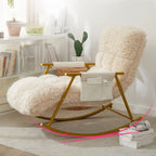 Fauteuil à bascule moderne en métal recouvert de coton blanc