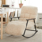 Fauteuil à bascule moderne en métal recouvert de coton blanc
