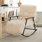 Fauteuil à bascule moderne en métal recouvert de coton blanc