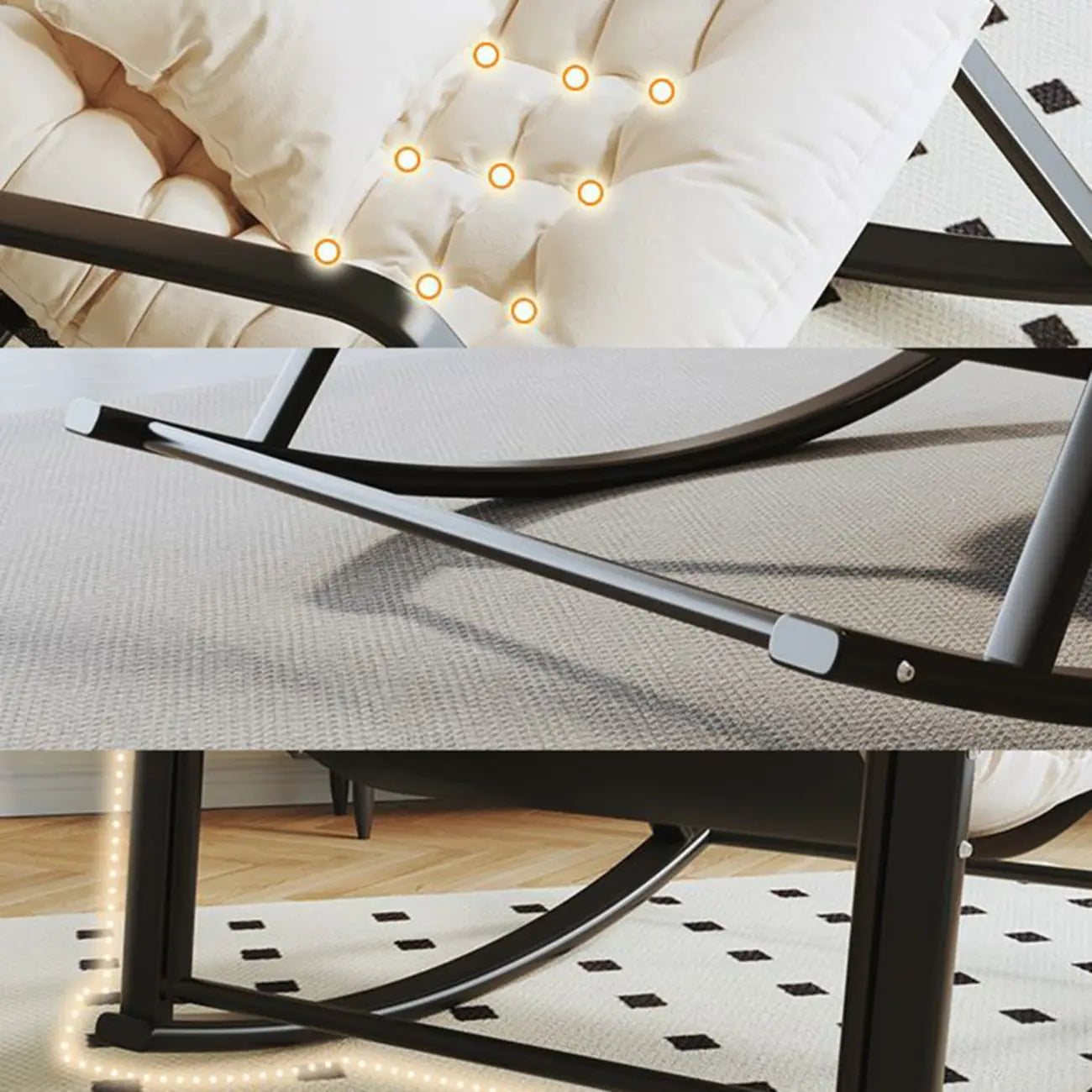 Fauteuil à bascule rembourré surdimensionné d'intérieur moderne