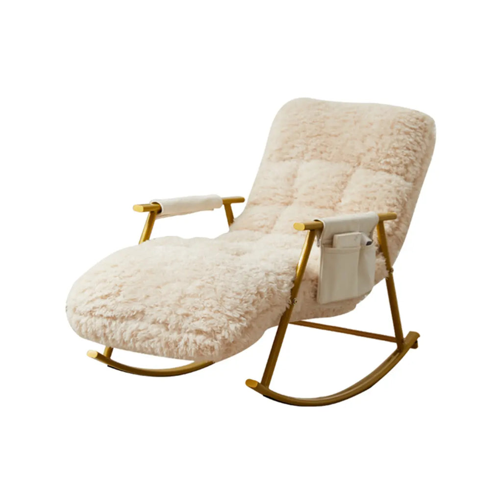 Fauteuil à bascule moderne en métal recouvert de coton blanc