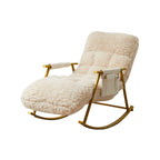 Fauteuil à bascule moderne en métal recouvert de coton blanc