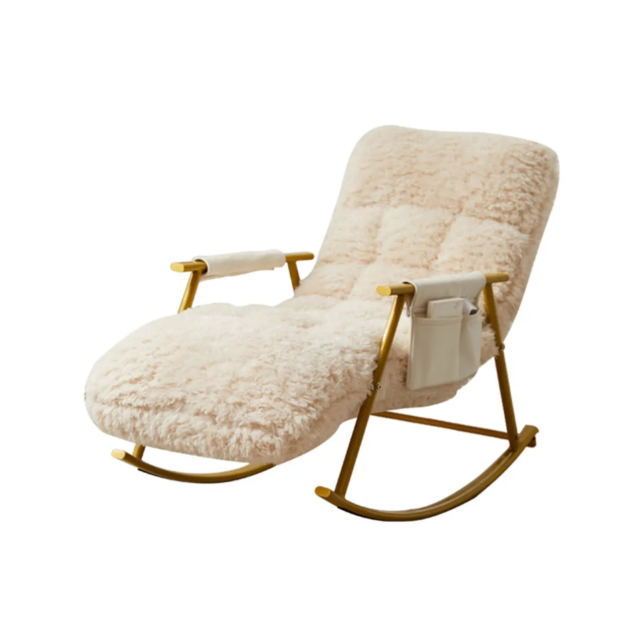 Fauteuil à bascule moderne en métal recouvert de coton blanc