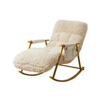Fauteuil à bascule moderne en métal recouvert de coton blanc