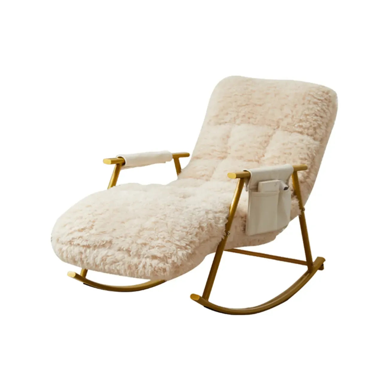 Fauteuil à bascule moderne en métal recouvert de coton blanc