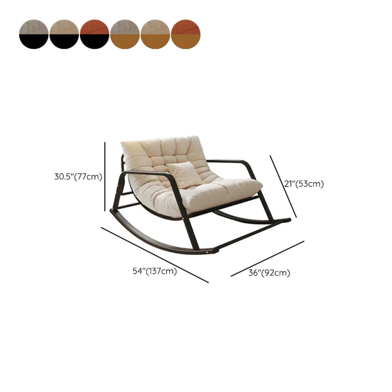 Fauteuil à bascule rembourré surdimensionné d'intérieur moderne