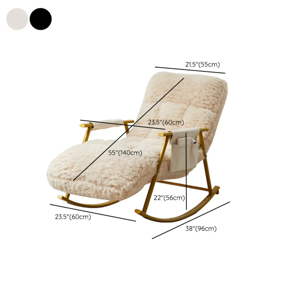 Fauteuil à bascule moderne en métal recouvert de coton blanc