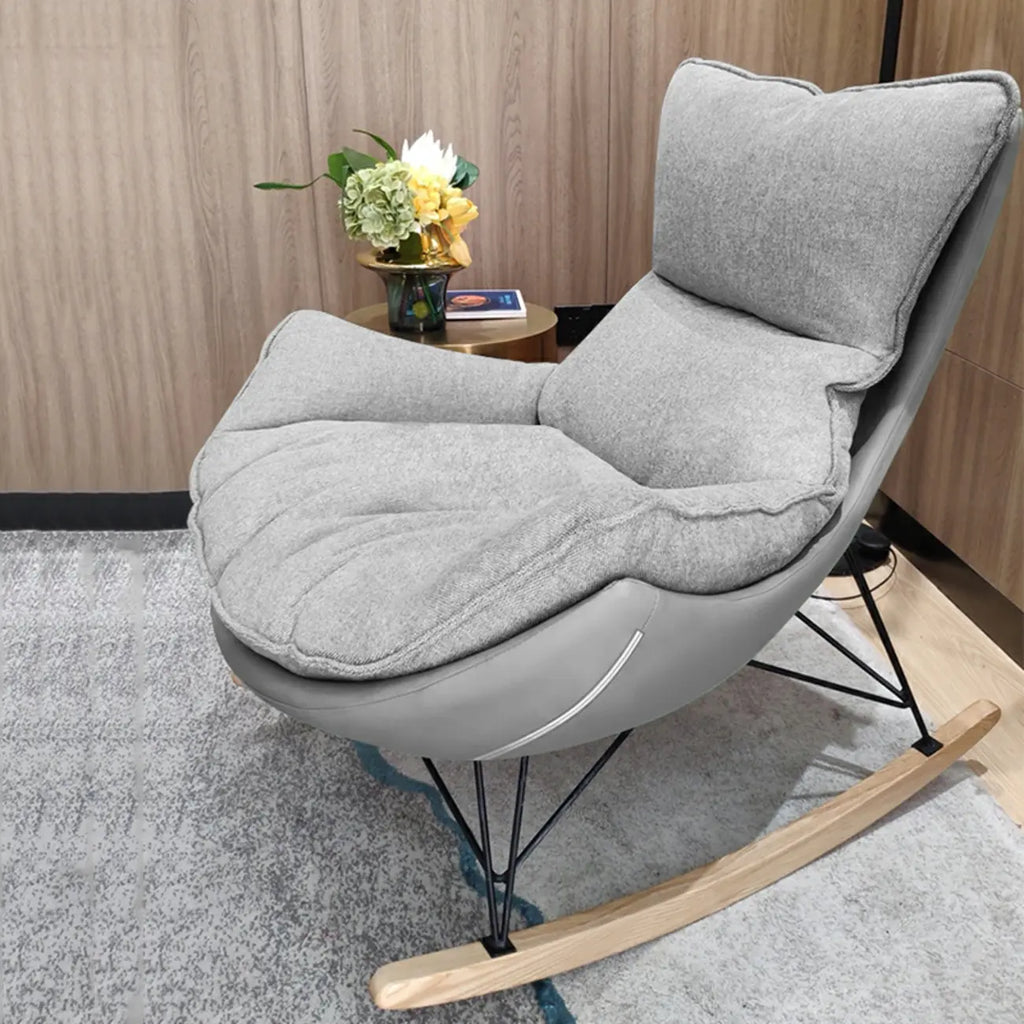 Fauteuil à bascule rembourré de style moderne du milieu du siècle avec repose-pieds