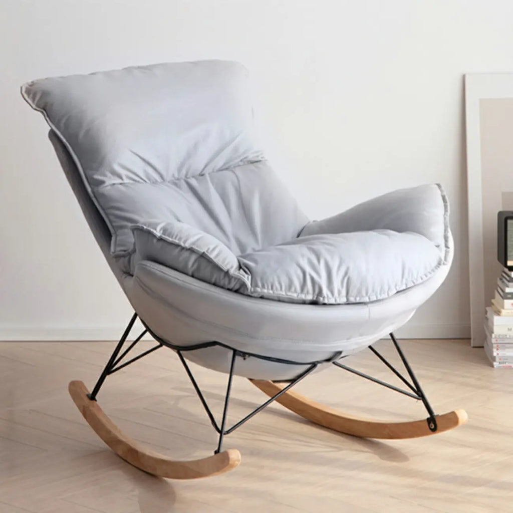 Fauteuil à bascule rembourré de style moderne du milieu du siècle avec repose-pieds