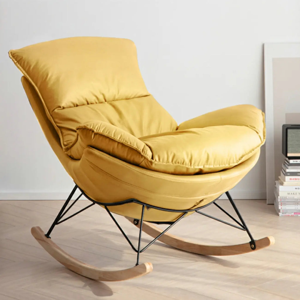 Fauteuil à bascule rembourré de style moderne du milieu du siècle avec repose-pieds