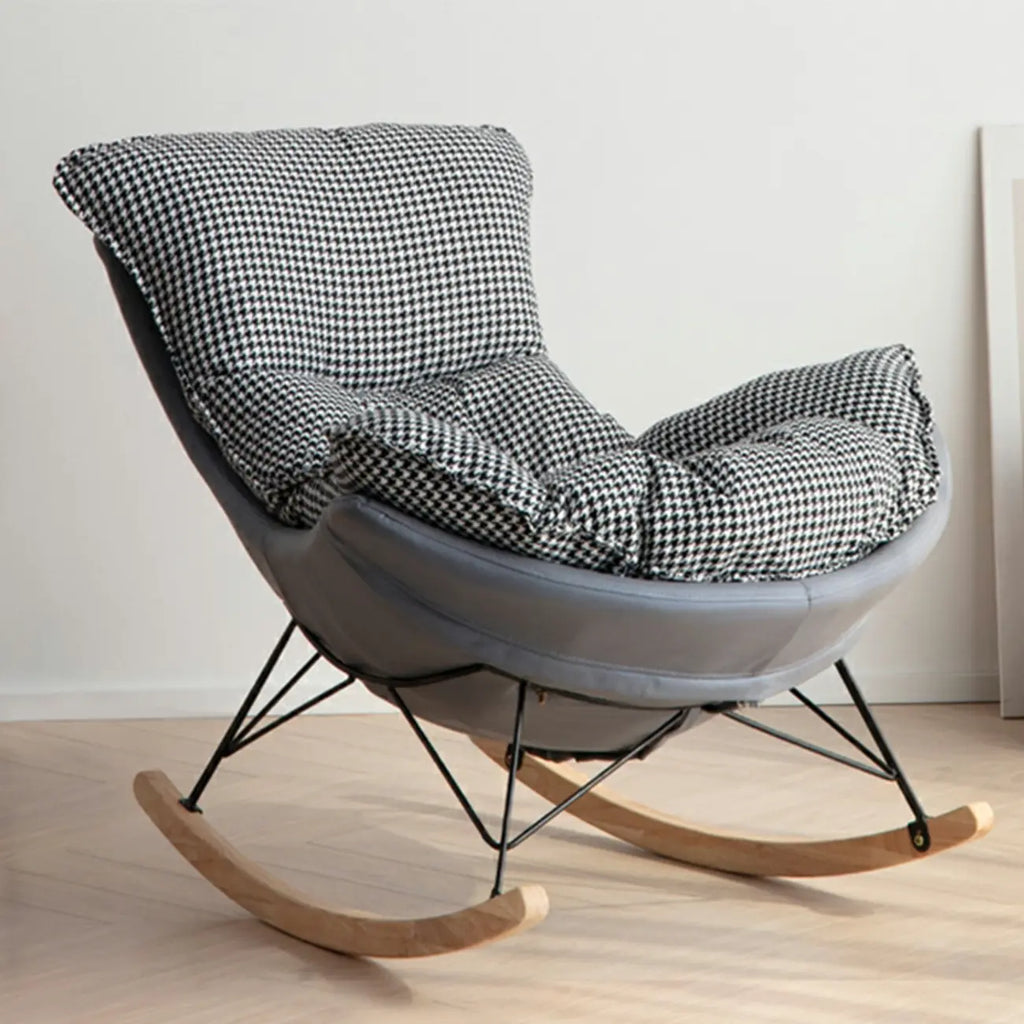 Fauteuil à bascule rembourré de style moderne du milieu du siècle avec repose-pieds