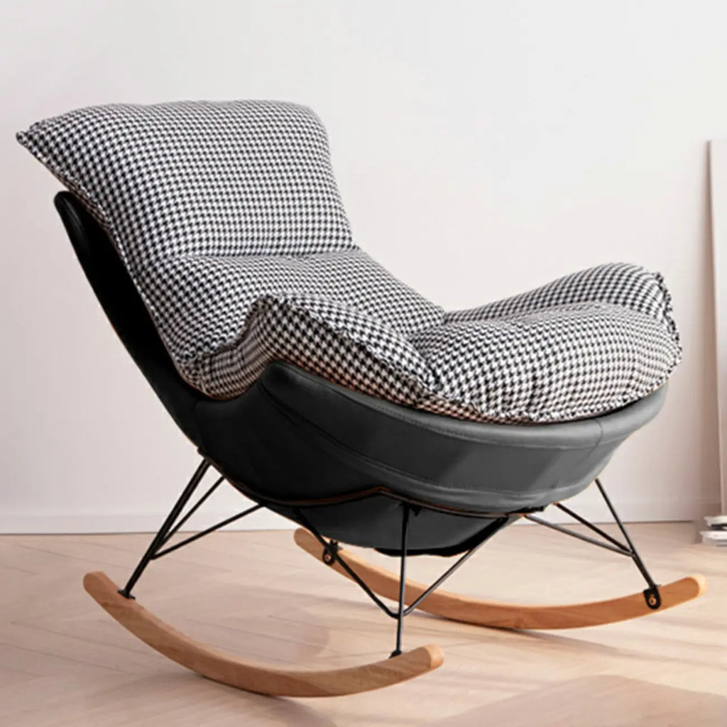 Fauteuil à bascule rembourré de style moderne du milieu du siècle avec repose-pieds