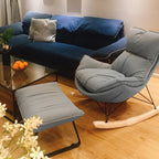 Fauteuil à bascule rembourré de style moderne du milieu du siècle avec repose-pieds