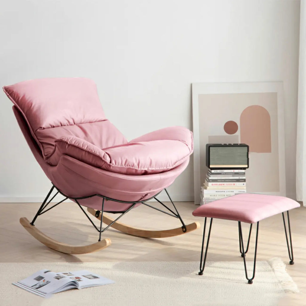 Fauteuil à bascule rembourré de style moderne du milieu du siècle avec repose-pieds