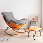 Fauteuil à bascule rembourré de style moderne du milieu du siècle avec repose-pieds