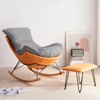 Fauteuil à bascule rembourré de style moderne du milieu du siècle avec repose-pieds