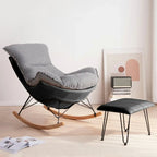 Fauteuil à bascule rembourré de style moderne du milieu du siècle avec repose-pieds