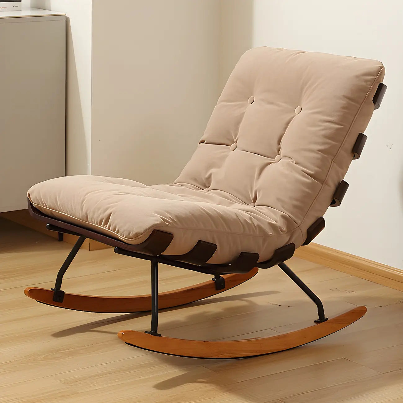 Fauteuil à bascule minimaliste en flanelle pour salon
