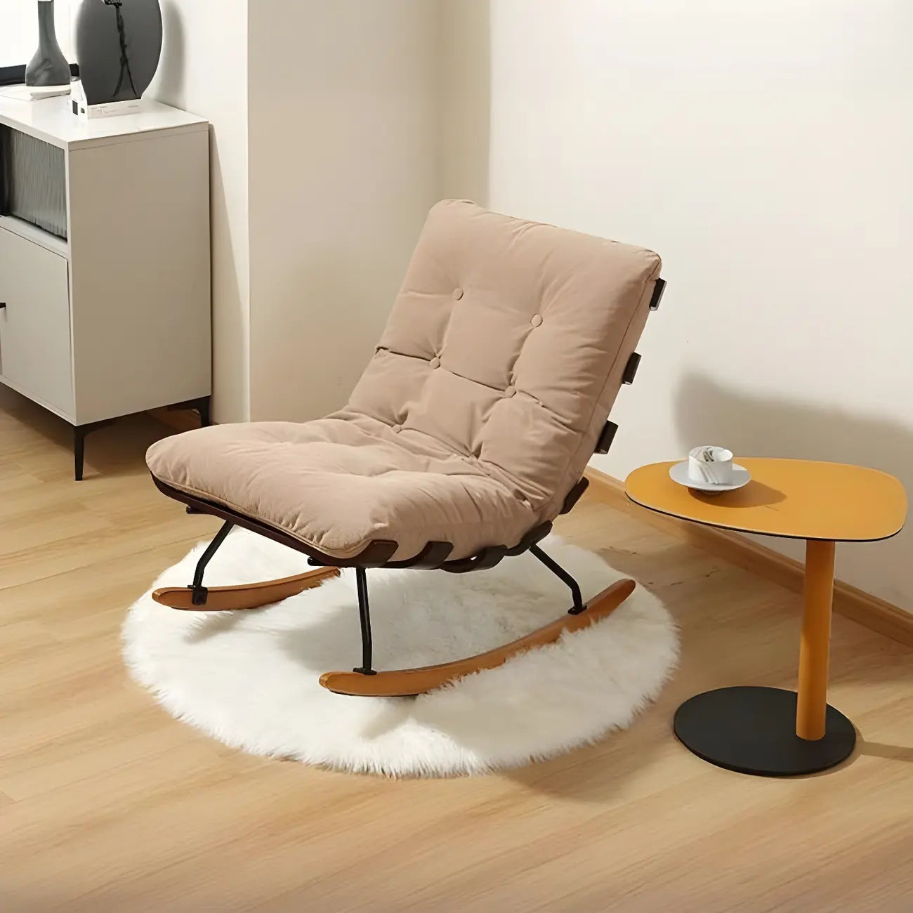 Fauteuil à bascule minimaliste en flanelle pour salon