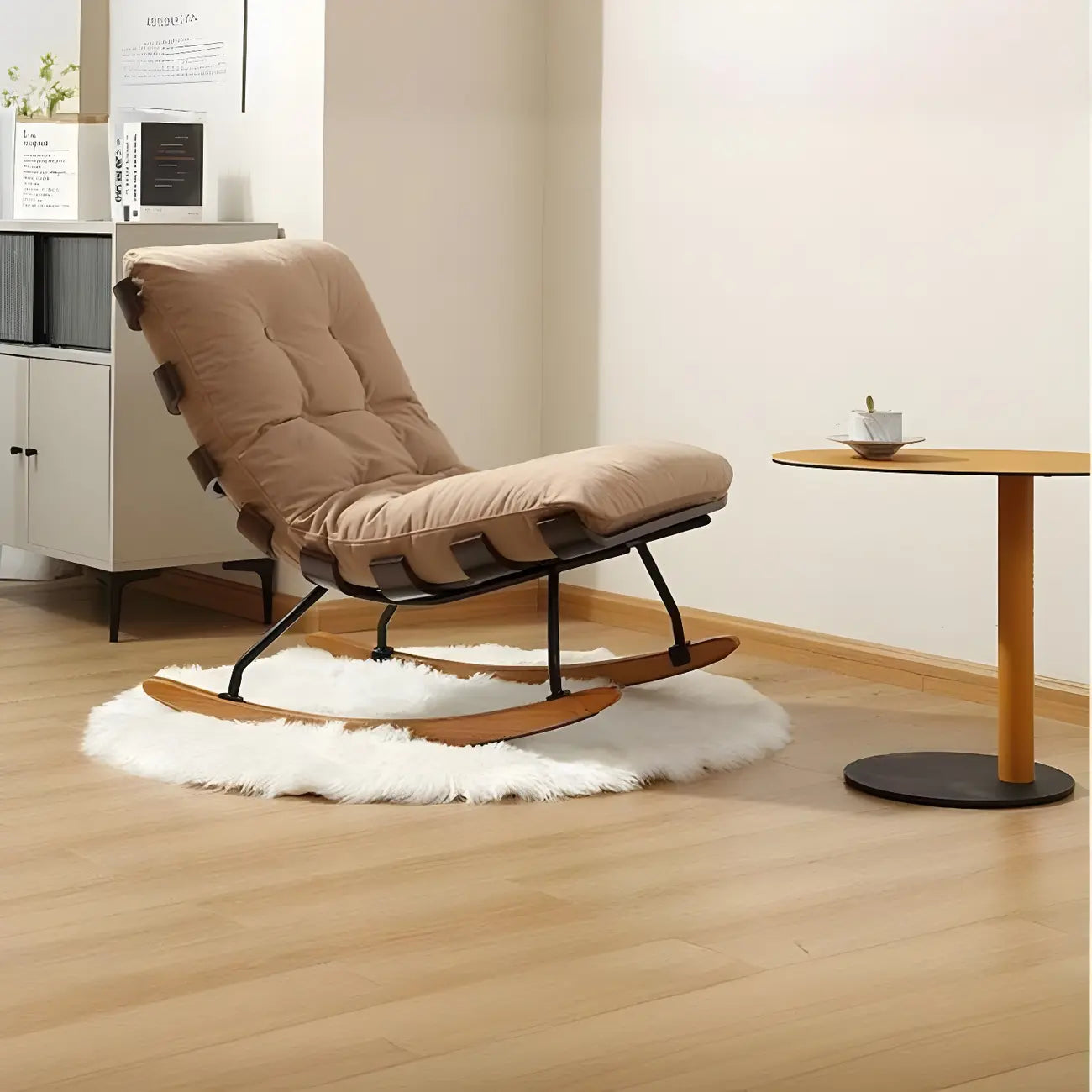 Fauteuil à bascule minimaliste en flanelle pour salon