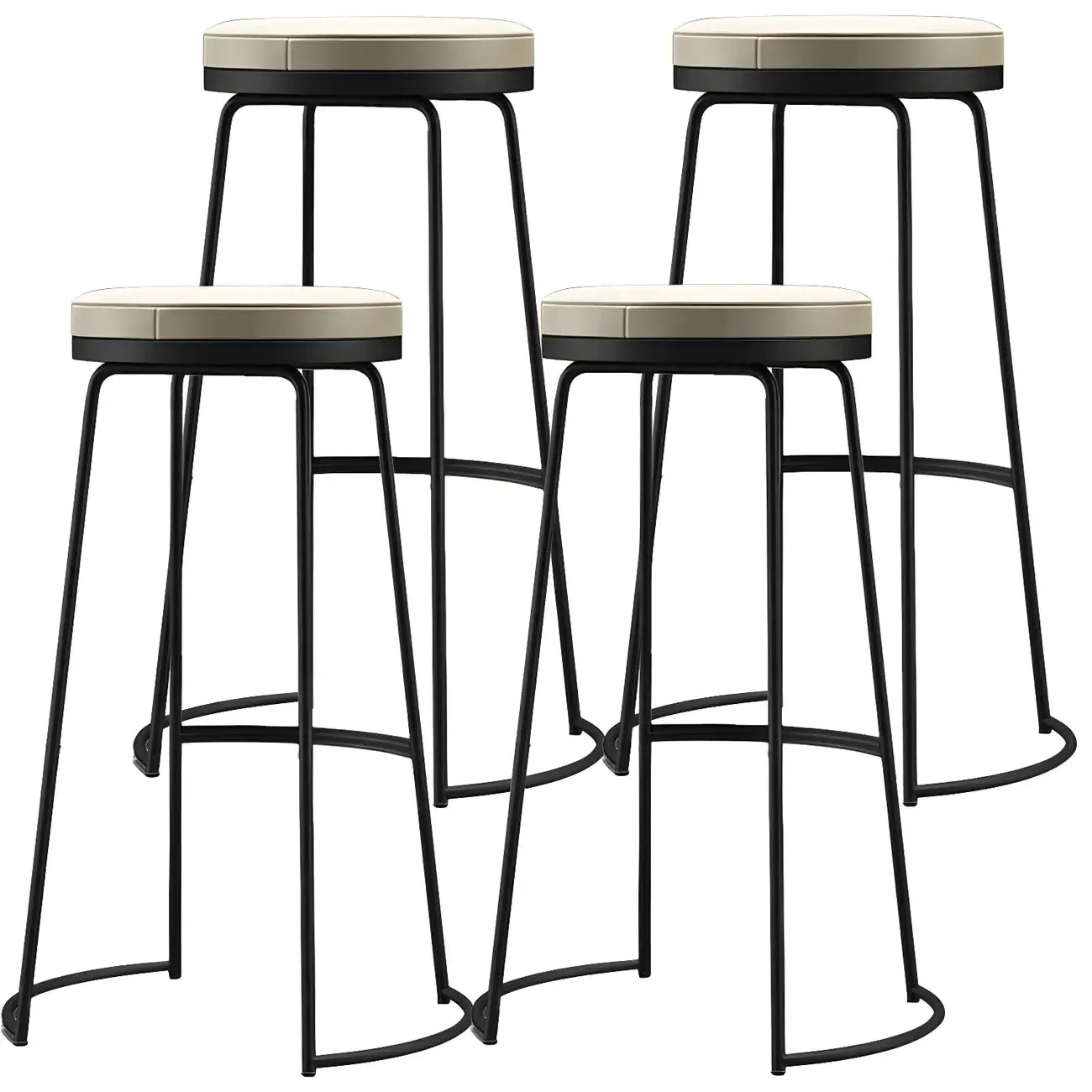 Tabourets de bar industriels en métal avec assise en cuir, hauteur comptoir