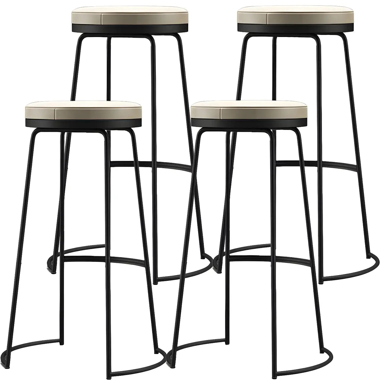 Tabourets de bar industriels en métal avec assise en cuir, hauteur comptoir