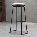 Tabourets de bar industriels en métal avec assise en cuir, hauteur comptoir