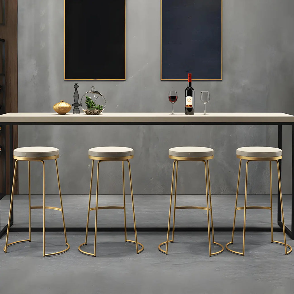 Tabourets de bar industriels en métal avec assise en cuir, hauteur comptoir
