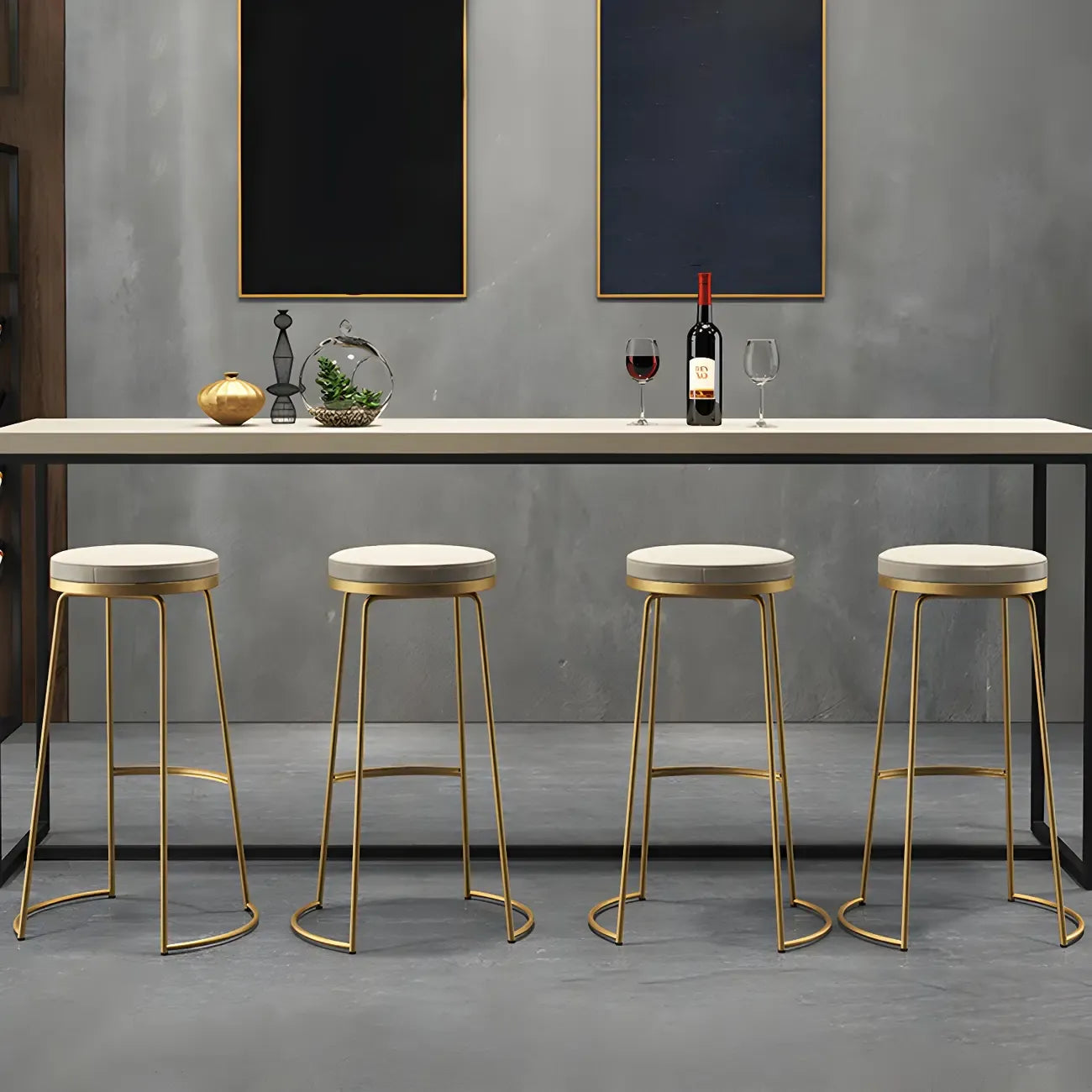 Tabourets de bar industriels en métal avec assise en cuir, hauteur comptoir