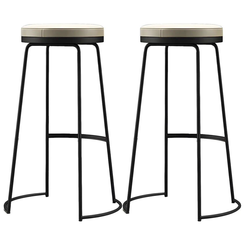 Tabourets de bar industriels en métal avec assise en cuir, hauteur comptoir