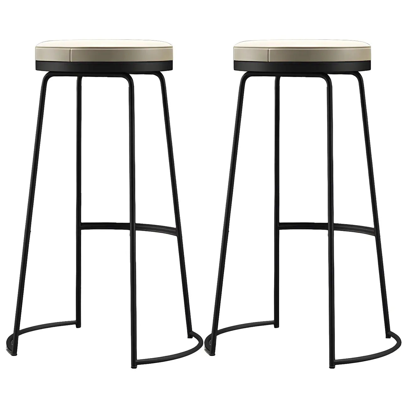 Tabourets de bar industriels en métal avec assise en cuir, hauteur comptoir