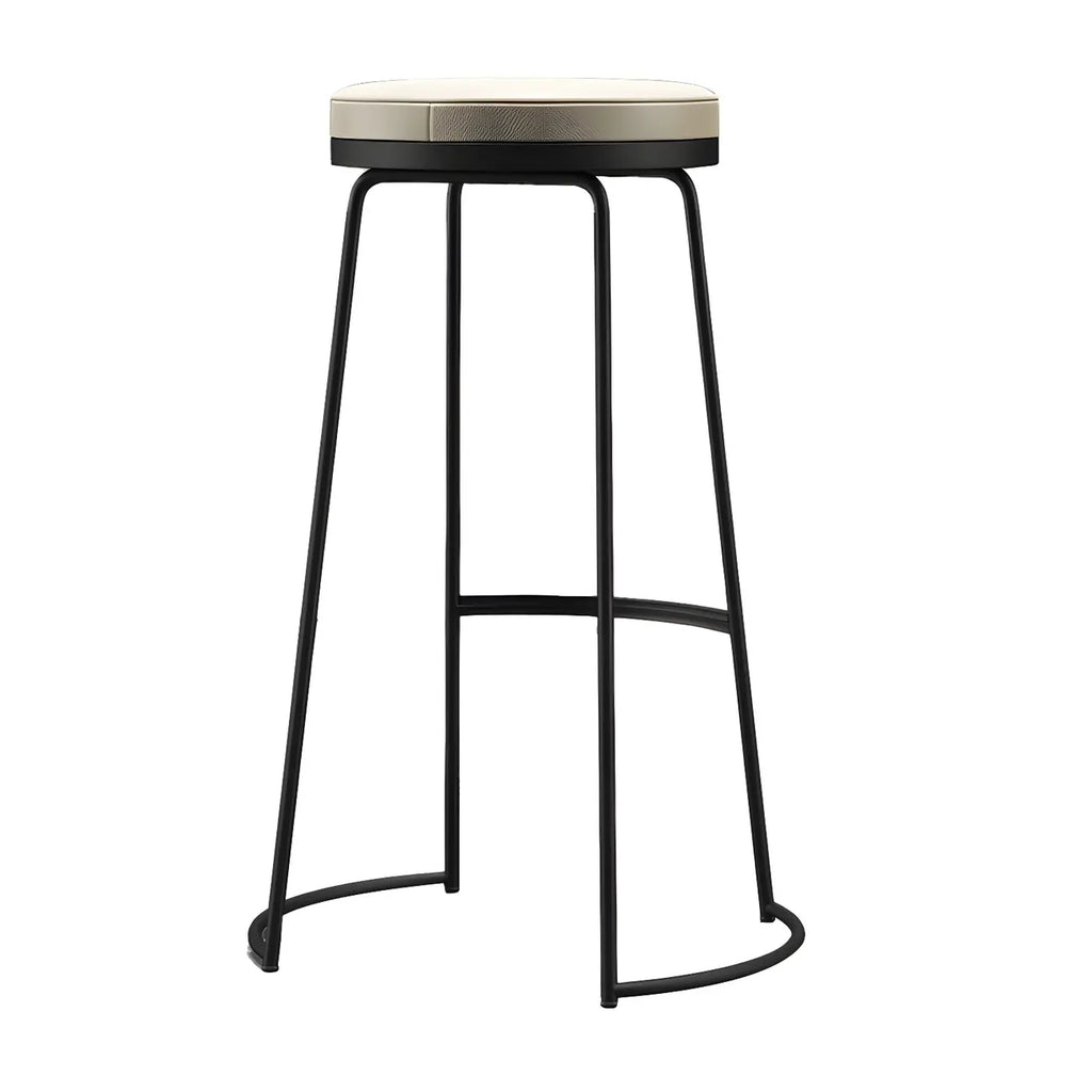 Tabourets de bar industriels en métal avec assise en cuir, hauteur comptoir