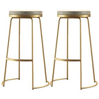 Tabourets de bar industriels en métal avec assise en cuir, hauteur comptoir