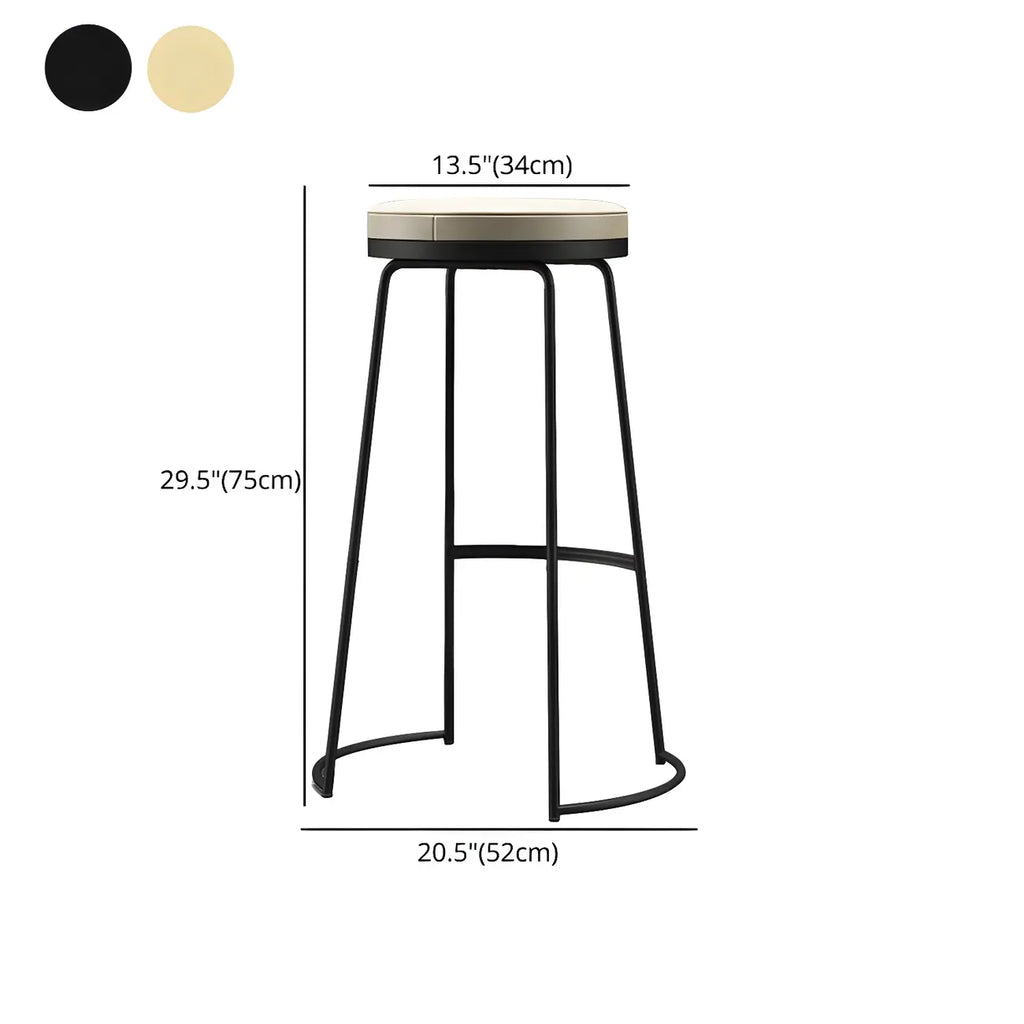 Tabourets de bar industriels en métal avec assise en cuir, hauteur comptoir
