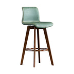 Tabouret de bar pivotant en cuir vieilli style milieu du siècle avec dossier