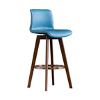 Tabouret de bar pivotant en cuir vieilli style milieu du siècle avec dossier
