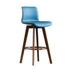 Tabouret de bar pivotant en cuir vieilli style milieu du siècle avec dossier