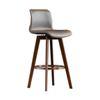 Tabouret de bar pivotant en cuir vieilli style milieu du siècle avec dossier