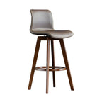 Tabouret de bar pivotant en cuir vieilli style milieu du siècle avec dossier