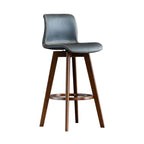 Tabouret de bar pivotant en cuir vieilli style milieu du siècle avec dossier