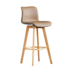 Tabouret de bar pivotant en cuir vieilli style milieu du siècle avec dossier