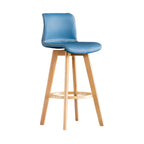 Tabouret de bar pivotant en cuir vieilli style milieu du siècle avec dossier
