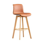 Tabouret de bar pivotant en cuir vieilli style milieu du siècle avec dossier