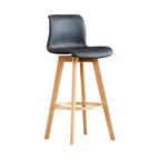 Tabouret de bar pivotant en cuir vieilli style milieu du siècle avec dossier
