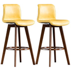 Tabouret de bar pivotant en cuir vieilli style milieu du siècle avec dossier