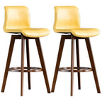 Tabouret de bar pivotant en cuir vieilli style milieu du siècle avec dossier