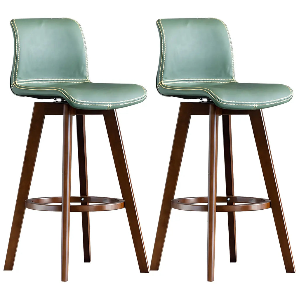 Tabouret de bar pivotant en cuir vieilli style milieu du siècle avec dossier