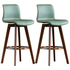 Tabouret de bar pivotant en cuir vieilli style milieu du siècle avec dossier
